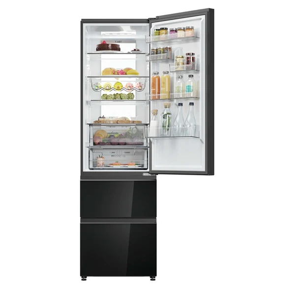 Haier HTW7620DNGB 3D 60 Series 7 Fridge Freezer - Black - 414L - Image 2 Haier HTW7620DNGB 3D 60 Series 7 Fridge Freezer - Black - 414L - Image 2