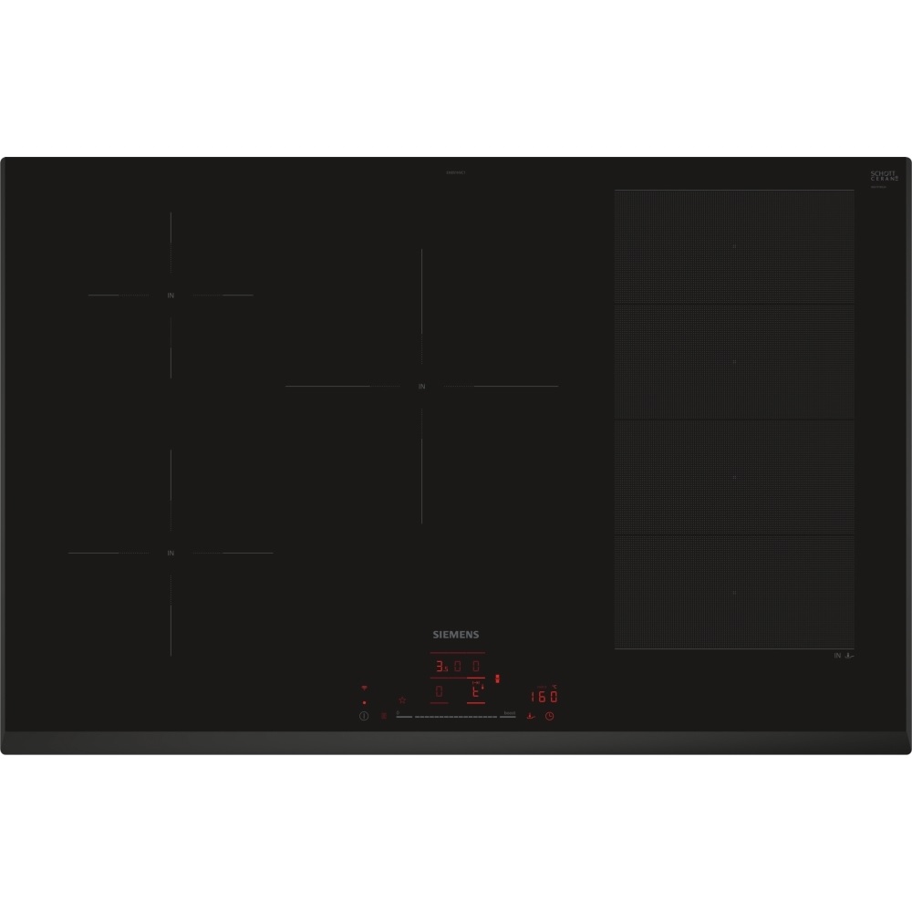 Siemens EX851HVC1E iQ700 80cm Induction Hob - Black - Image 1 Siemens EX851HVC1E iQ700 80cm Induction Hob - Black - Image 1