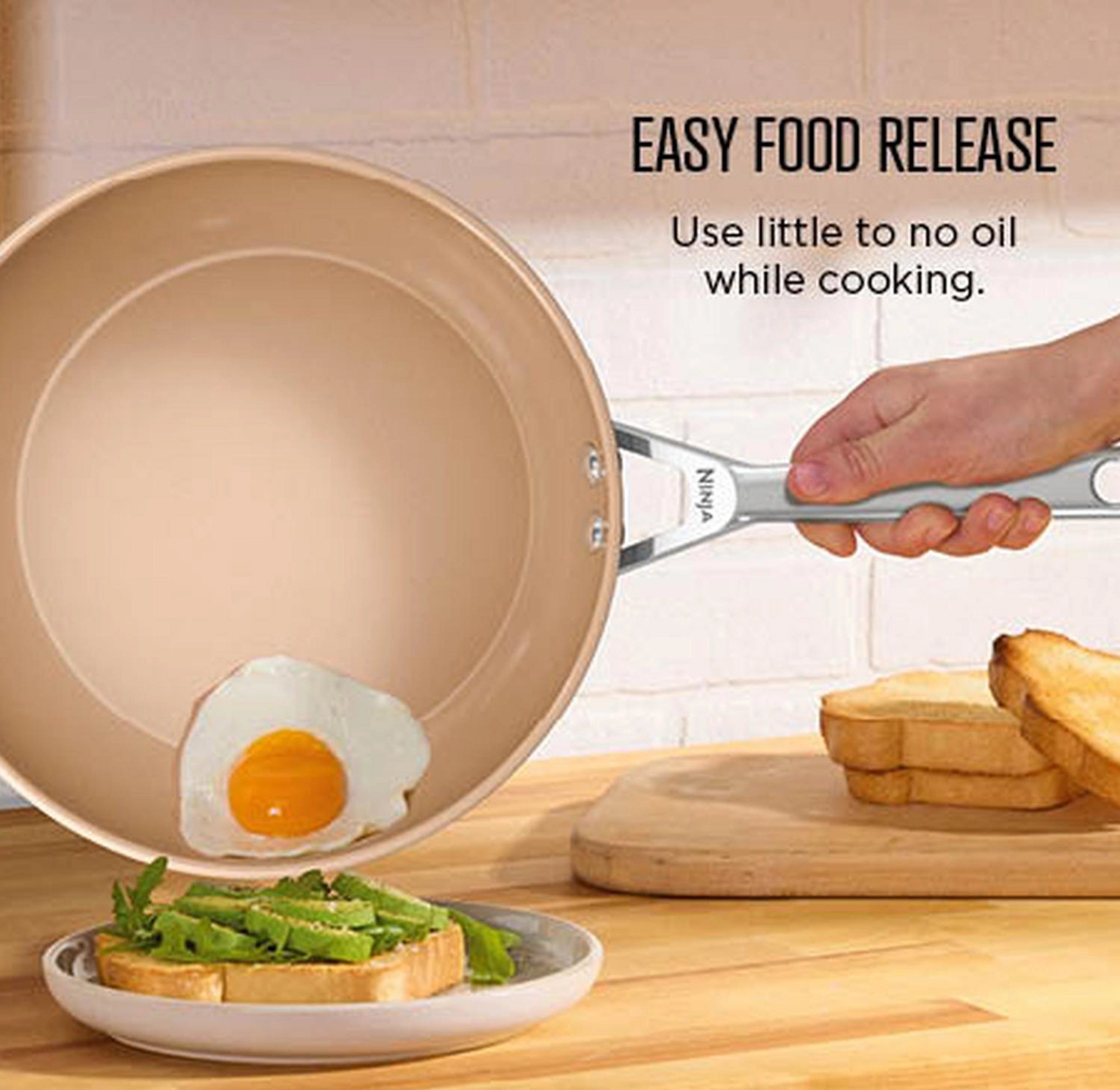 NINJA CW90928UK ExtendedLife Ceramic 28cm Wok – Apricot - Image 3