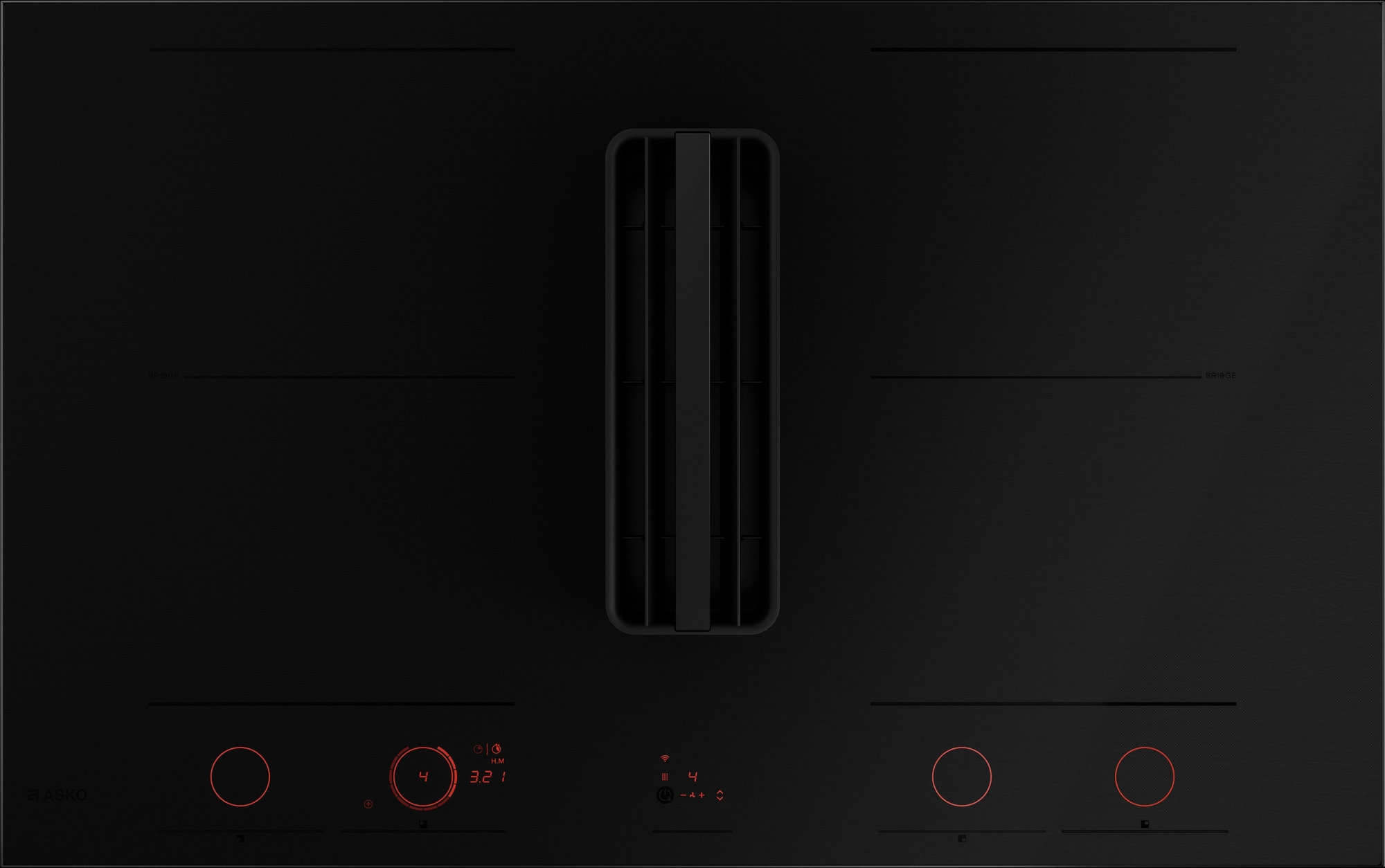 Asko HIHD854MM 90cm 4 Zone Hood-in hob, Celsius Induction - Black - Image 1