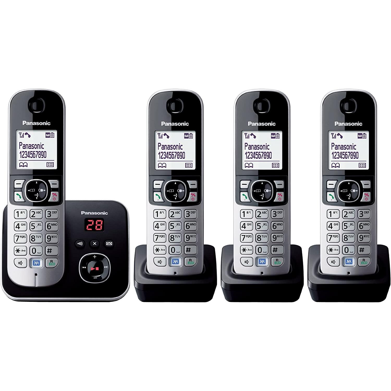 Panasonic KXTG6824EB 4 Handset Dect Telephone in black