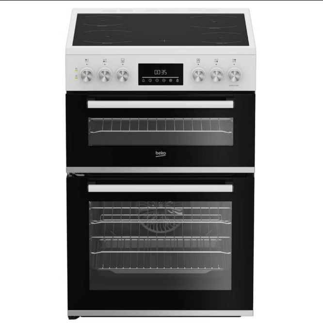 Beko EDC6731W 60cm Double Oven Electric Cooker in White Ceramic Hob