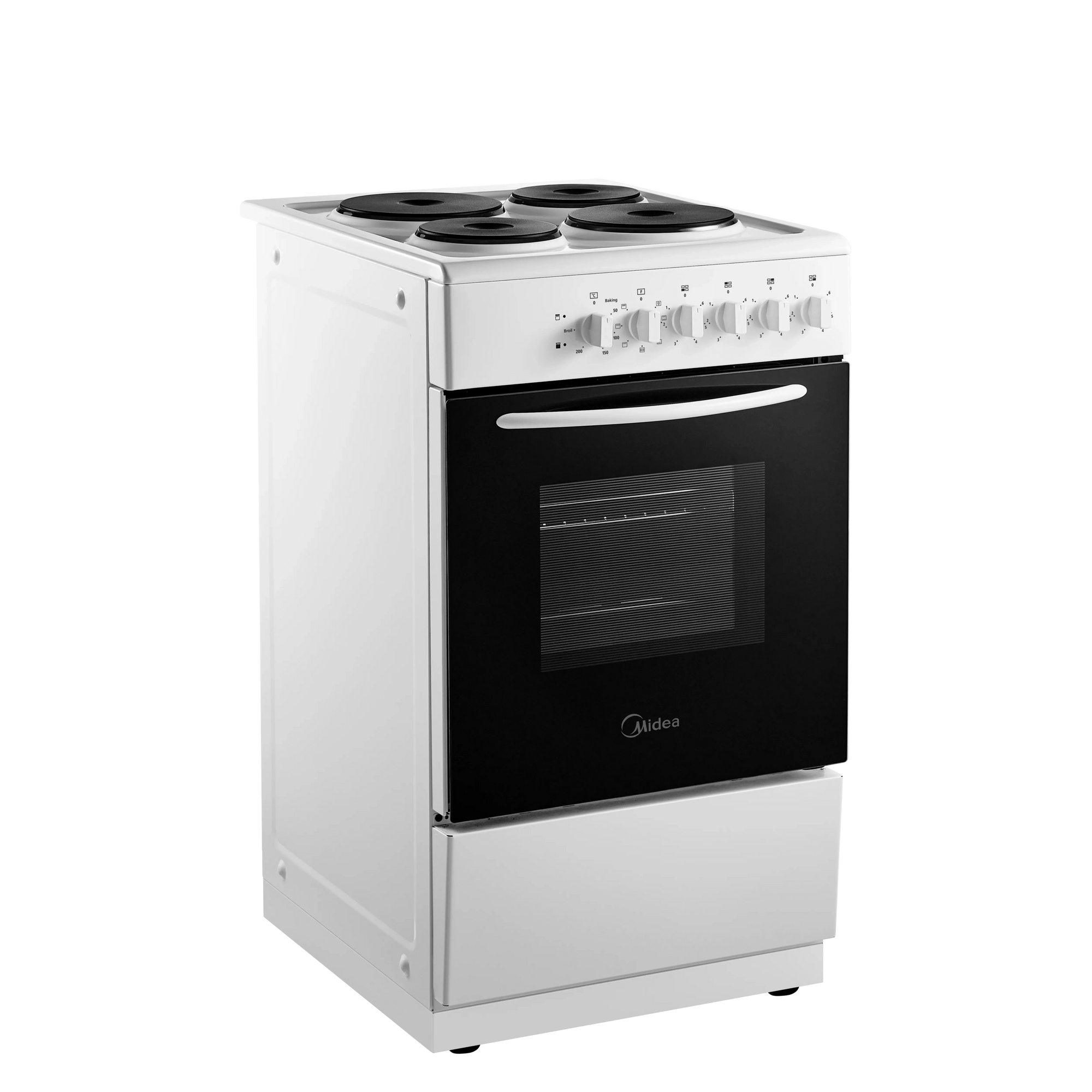 Midea MFO20DME4H109-WH 50cm Single Oven Electric Cooker with Solid Plate Hob - White - Image 2 Midea MFO20DME4H109-WH 50cm Single Oven Electric Cooker with Solid Plate Hob - White - Image 2