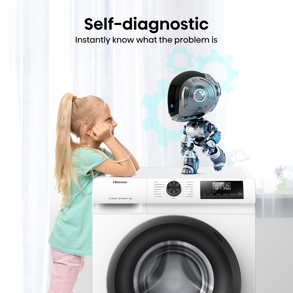 Hisense WF1Q8041BW Washing Machine, 8kg, 1400 Spin – White - Image 6