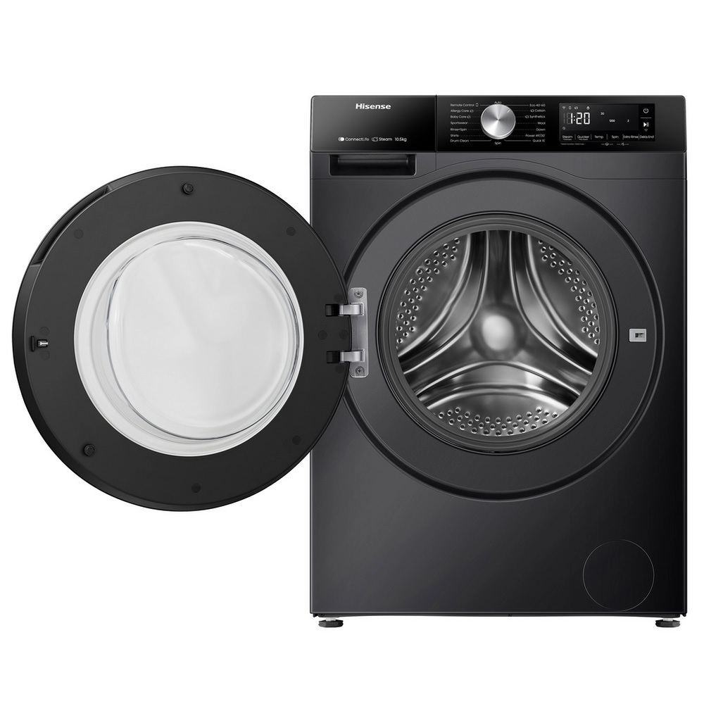 Hisense WF3S1043BB3 Washing Machine, 10.5kg, 1400 Spin – Black - Image 3 Hisense WF3S1043BB3 Washing Machine, 10.5kg, 1400 Spin – Black - Image 3