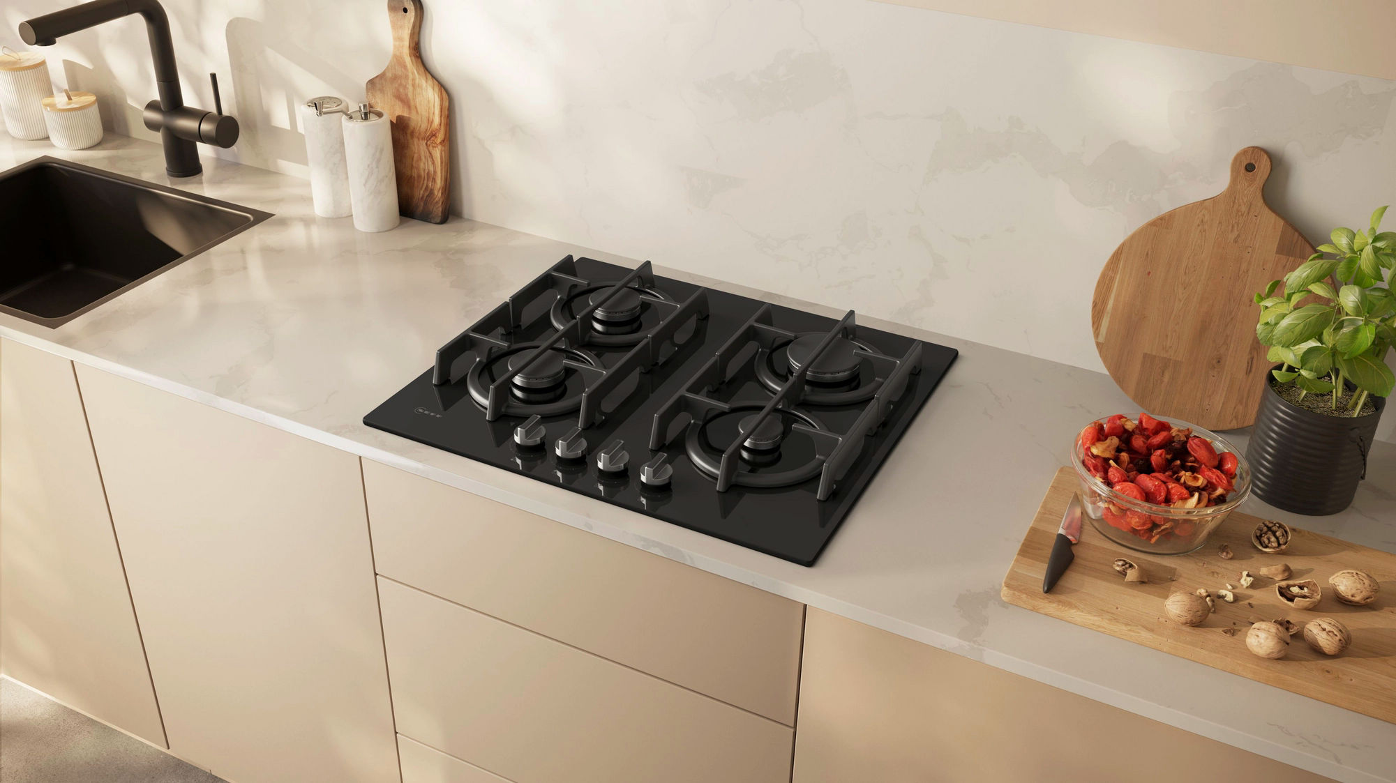 Neff T26PIP4S0 59cm Gas Hob - Black Neff T26PIP4S0 59cm Gas Hob - Black