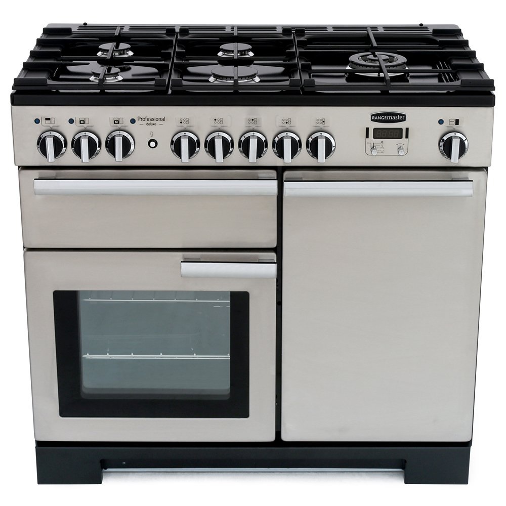 Rangemaster PDL100DFFSS-C 100cm Dual Fuel Range Cooker Professional Deluxe Stainless Steel/Chrome