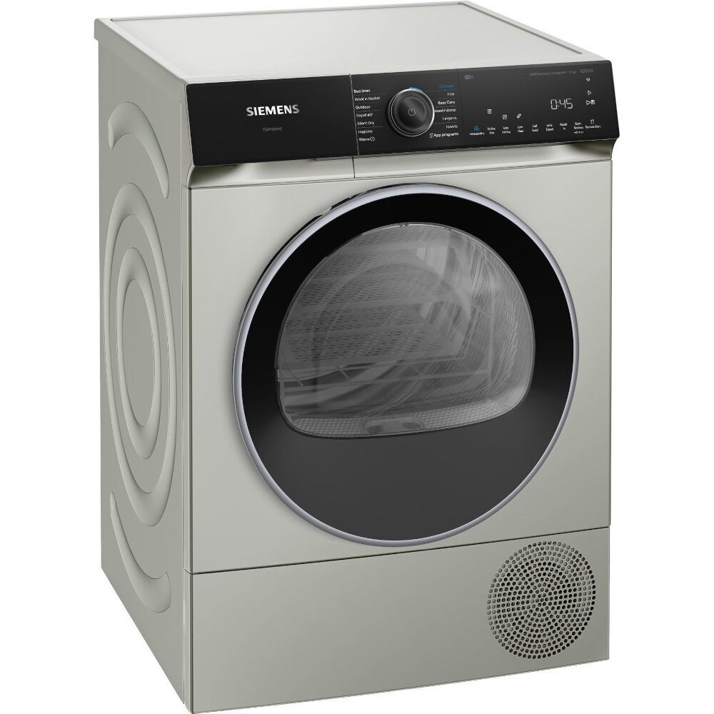 Siemens WQ46H2DXGB iQ500 Heat Pump Tumble Dryer, 9kg - Silver - Image 1